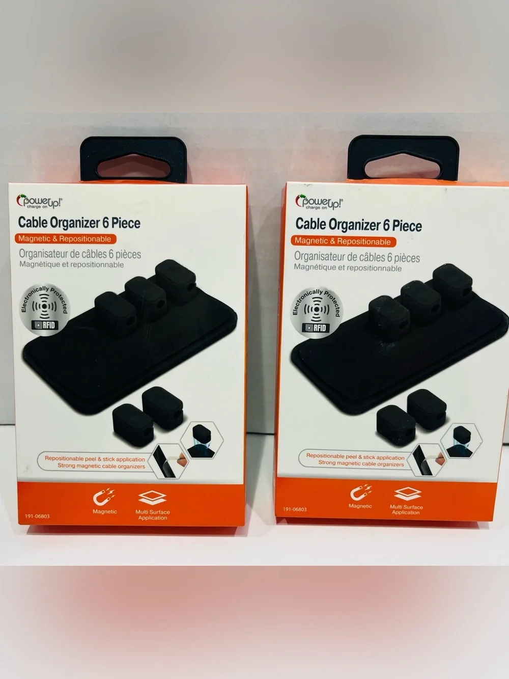 Set of 2 Power up Magnetic Cable Organizer Kit - 6 Pieces Black